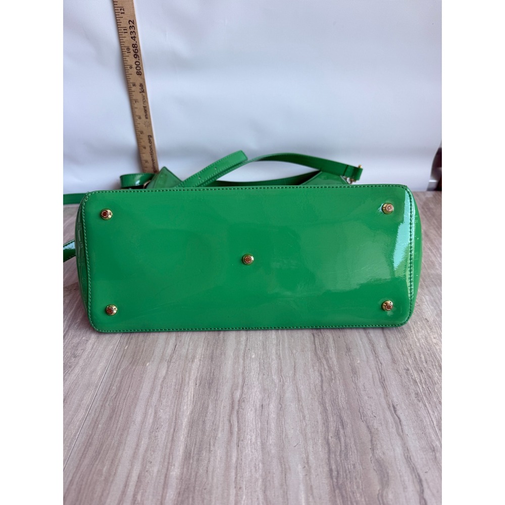 Arcadia Italy Green Patent Leather Shoulder Bag Embossed Tote Crossbody Y2K Glam - Picture 6 of 15